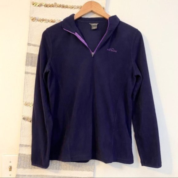 EDDIE BAUER Quarter Zip Fleece Pullover Purple S - Picture 1 of 4